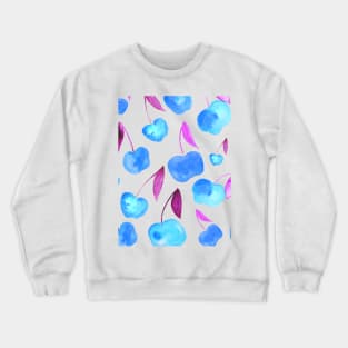 Watercolor cherries - purple and blue Crewneck Sweatshirt